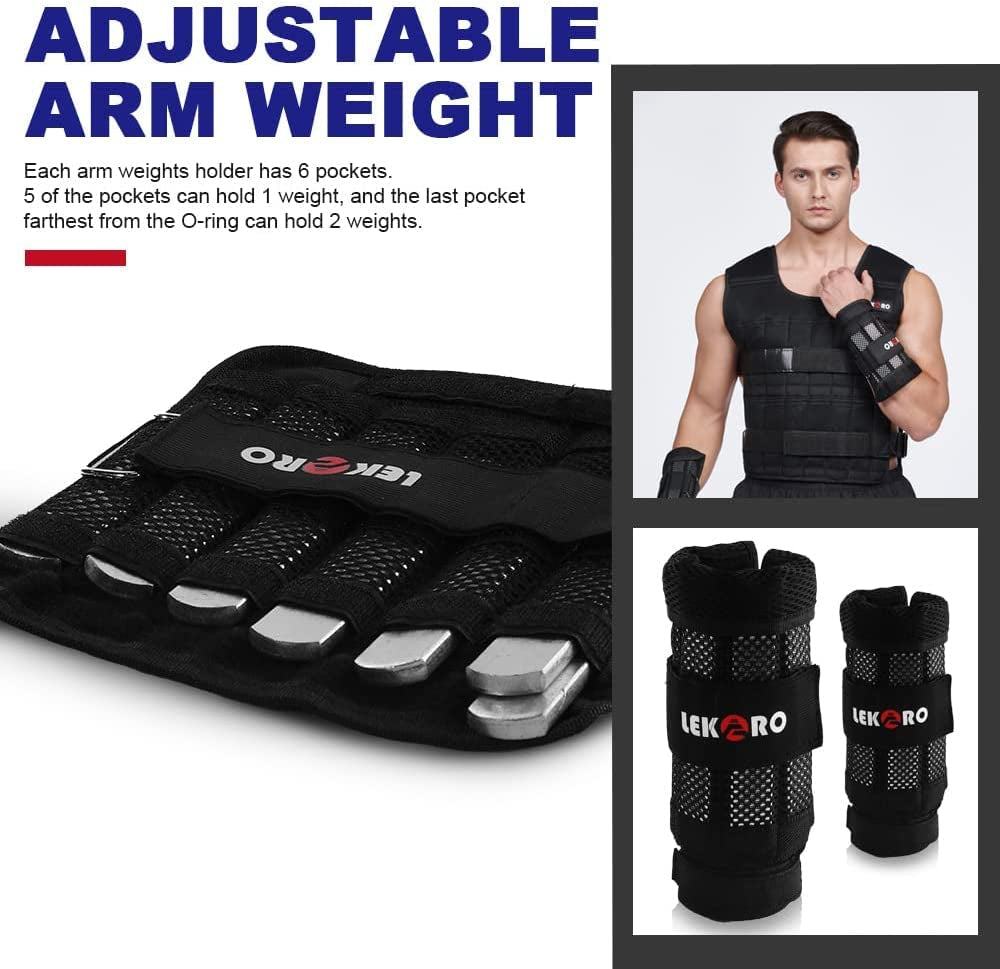 Complete Adjustable Weighted Vest Set with Arm and Leg Weights for Weight Training Workouts - Includes Jacket, Wrist Weights, Ankle Weights, and 96-100 Steel Plates