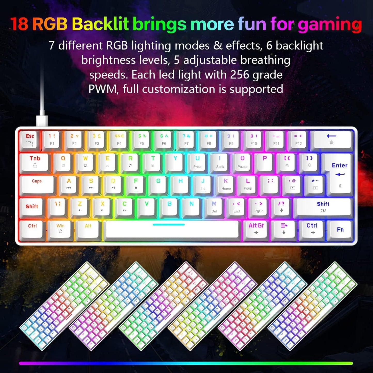 Compact T60 Wired Gaming Keyboard and Light Mouse Combo - Mini Portable Mechanical Keyboard with 62 Keys and RGB Backlit, paired with a 12000DPI Gaming Mouse. Compatible with PC, PS4, PS5, Xbox, featuring Linear Switches.