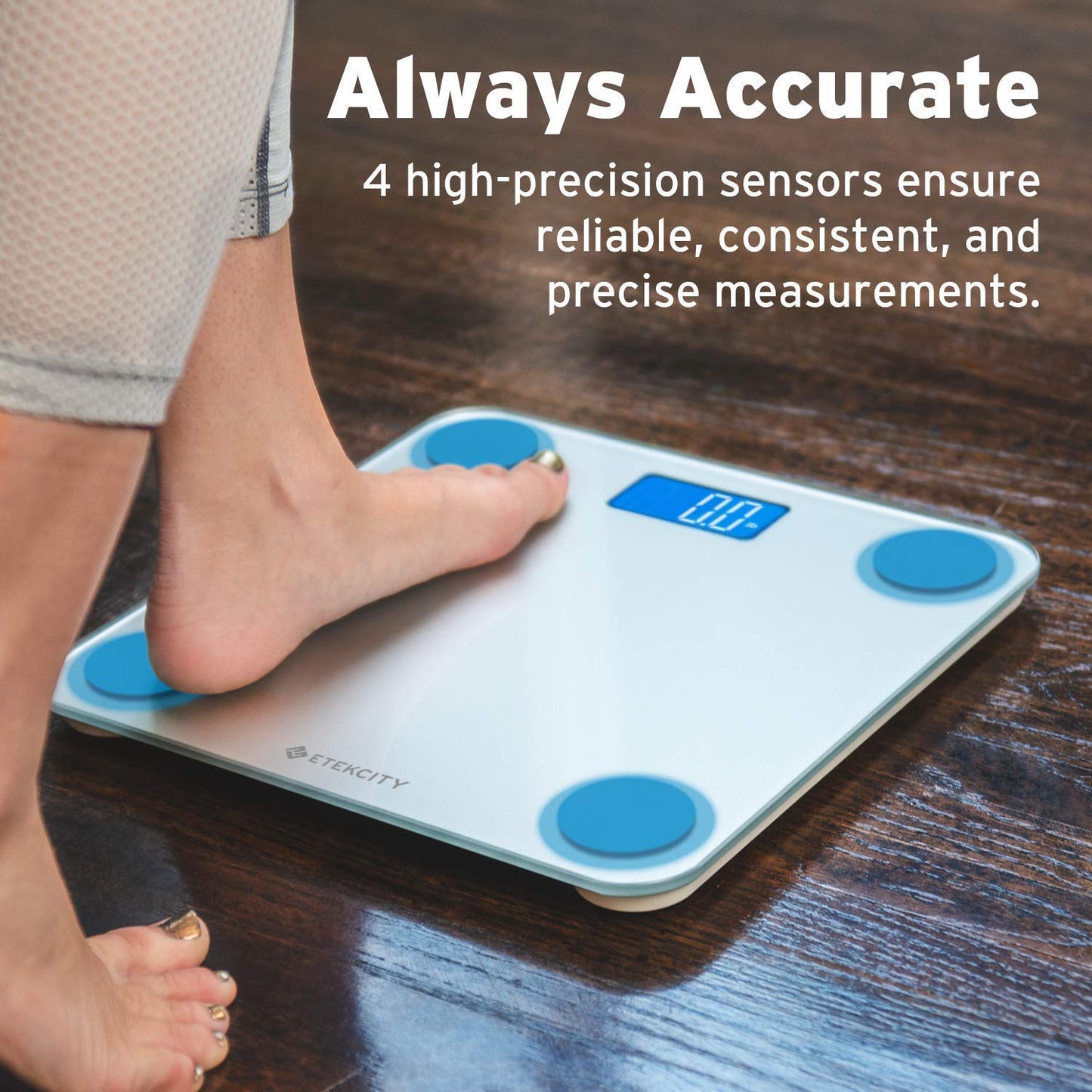 Round Corner Bathroom Body Weight Scale: Digital Scale with Large Backlit Display and High Precision Measurements. Supports up to 400 lb/180 kg.