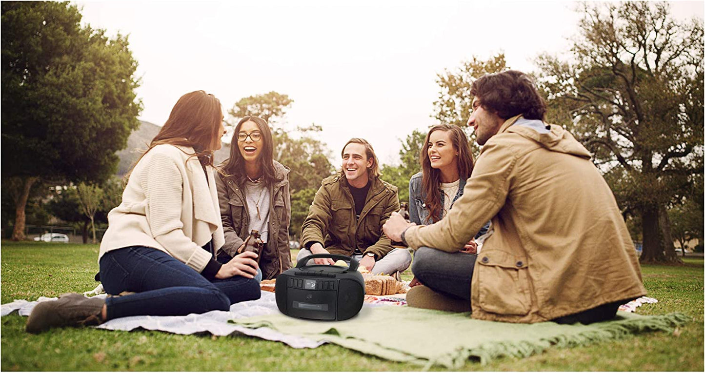 Cassette & CD Player Portable Am/FM Boombox - Black