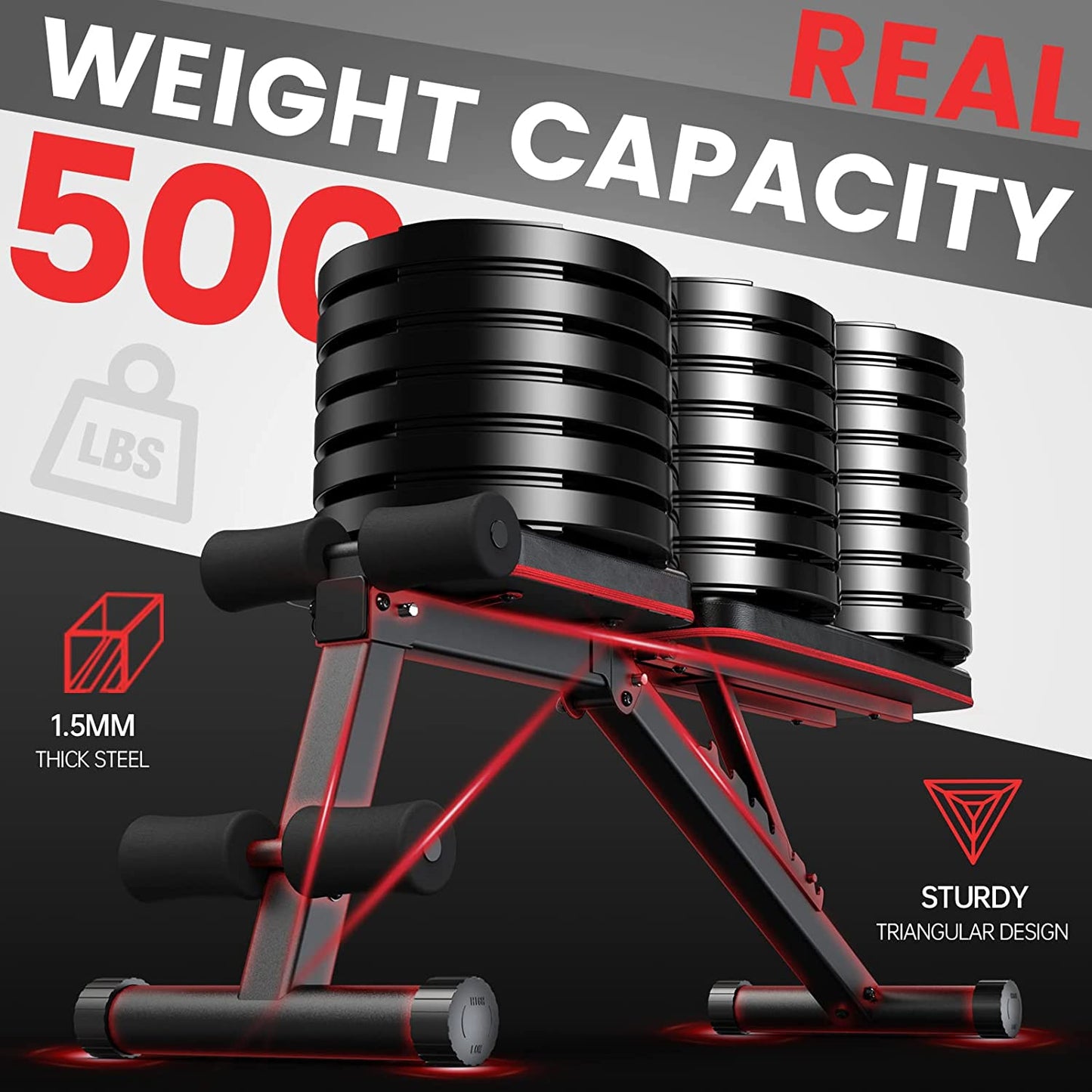 Foldable Weight Bench for Full Body Workouts at Home Gym - Adjustable Incline and Decline Exercise Bench