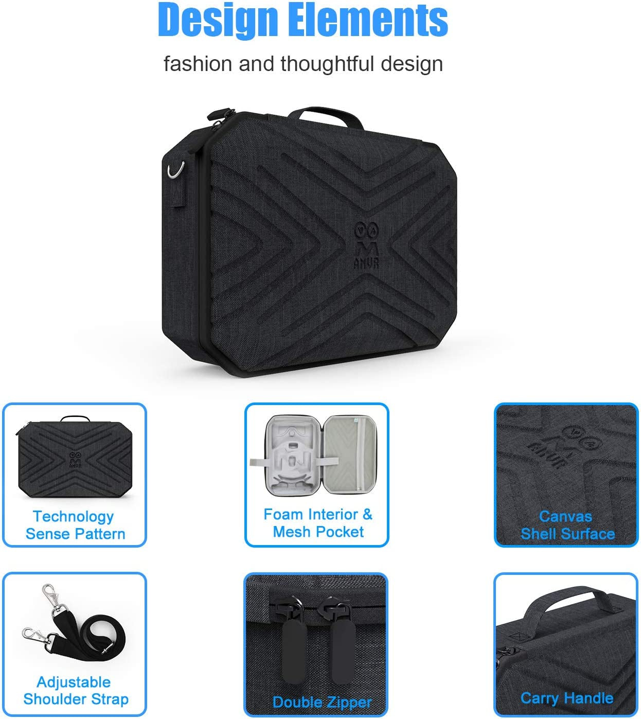 Portable Hard Case for Meta Quest 2 with Elite Strap: Carrying Case for VR Gaming Headset and Controllers Accessories. Features Protective Carrying Bag with Shoulder Strap. Perfect for Travel and Storage.