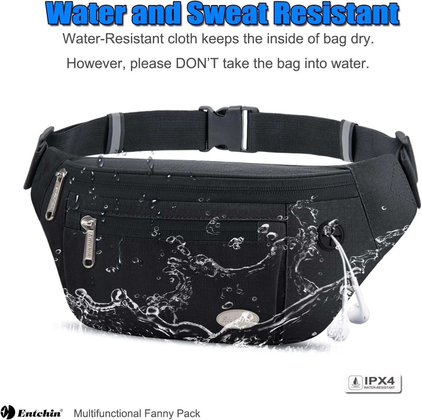 Multi-Pocket Fanny Pack - Stylish Waist Pack for Women and Men - Perfect for Hiking, Running, Travel, and Cycling.