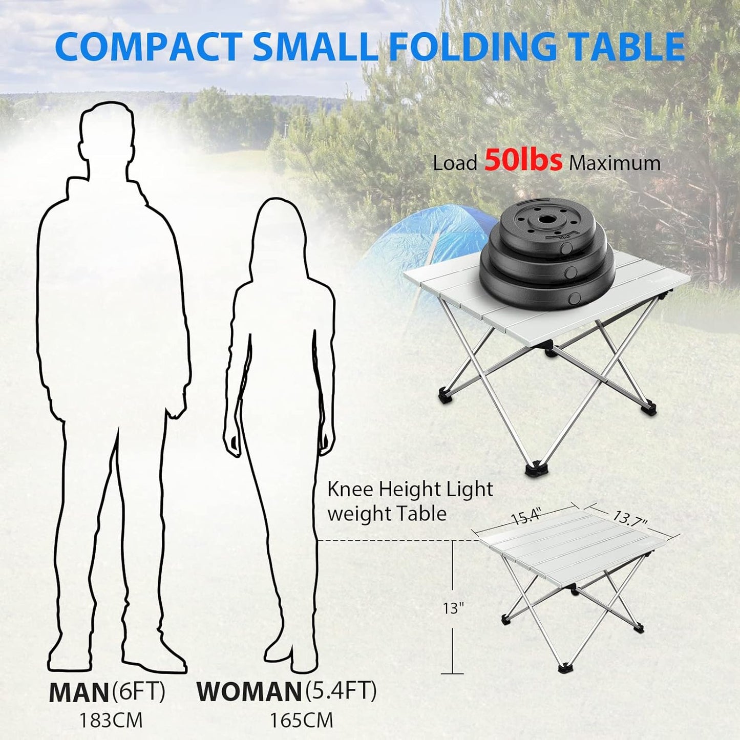 Portable Folding Camping Table with Storage Bag - Ideal for Outdoor, Indoor, Beach, Picnics, BBQ, Hiking, Boating, Travel, and Fishing - Silver