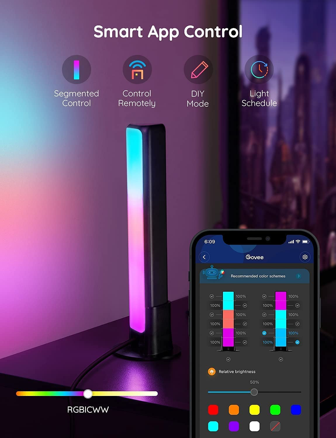Flow Plus Smart LED Light Bars: Gaming Lights with RGBICWW Wifi. Work with Alexa and Google Assistant. Features Scene Modes and Music Modes. Perfect for Gaming, Pictures, PC, TV, and Room Decoration