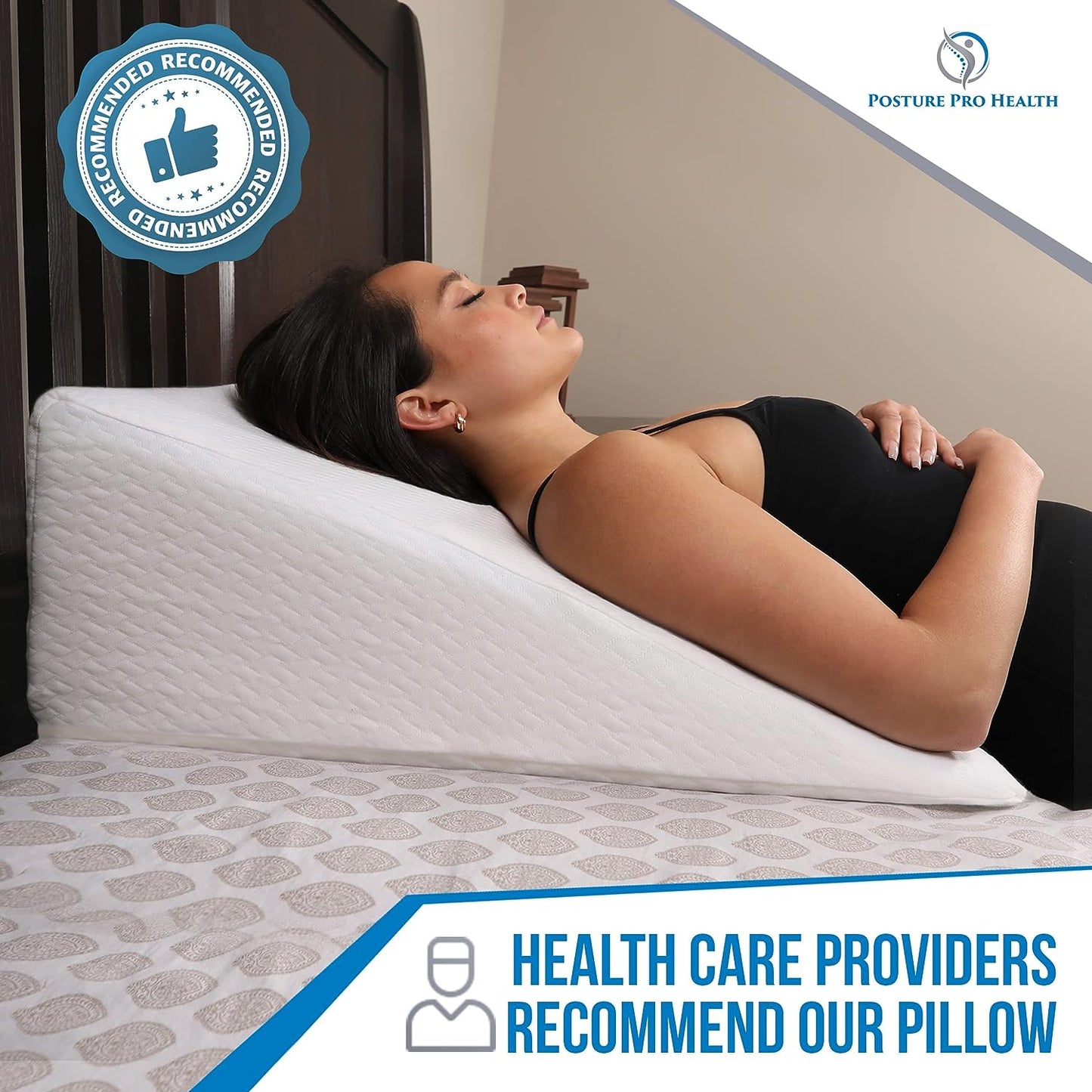 Ergonomic Inclined Bed Wedge Pillow with Memory Foam Top - Sleeping Pillow to Assist with Acid Reflux, Snoring, Back and Neck Pain - Includes Washable Cover - Dimensions: 25" L x 24" W x 7" H