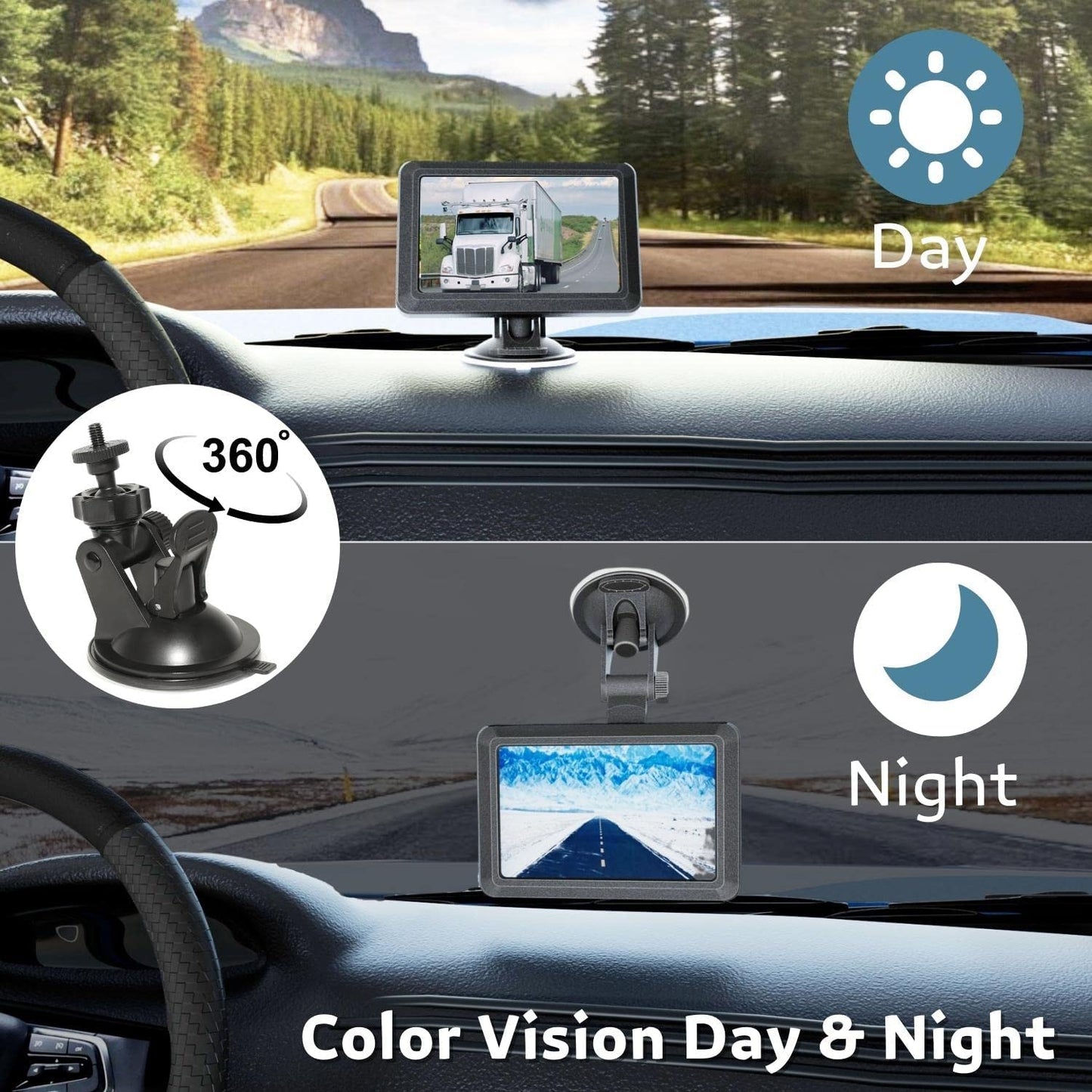 Portable Wi-Fi Wireless Magnetic Hitch Camera with 4.3 Inch LCD Monitor Display - Backup Rear View for Gooseneck, Horse Trailer, Boat, Travel Trailer, Fifth Wheels, RV, Camper - Battery Powered Kit