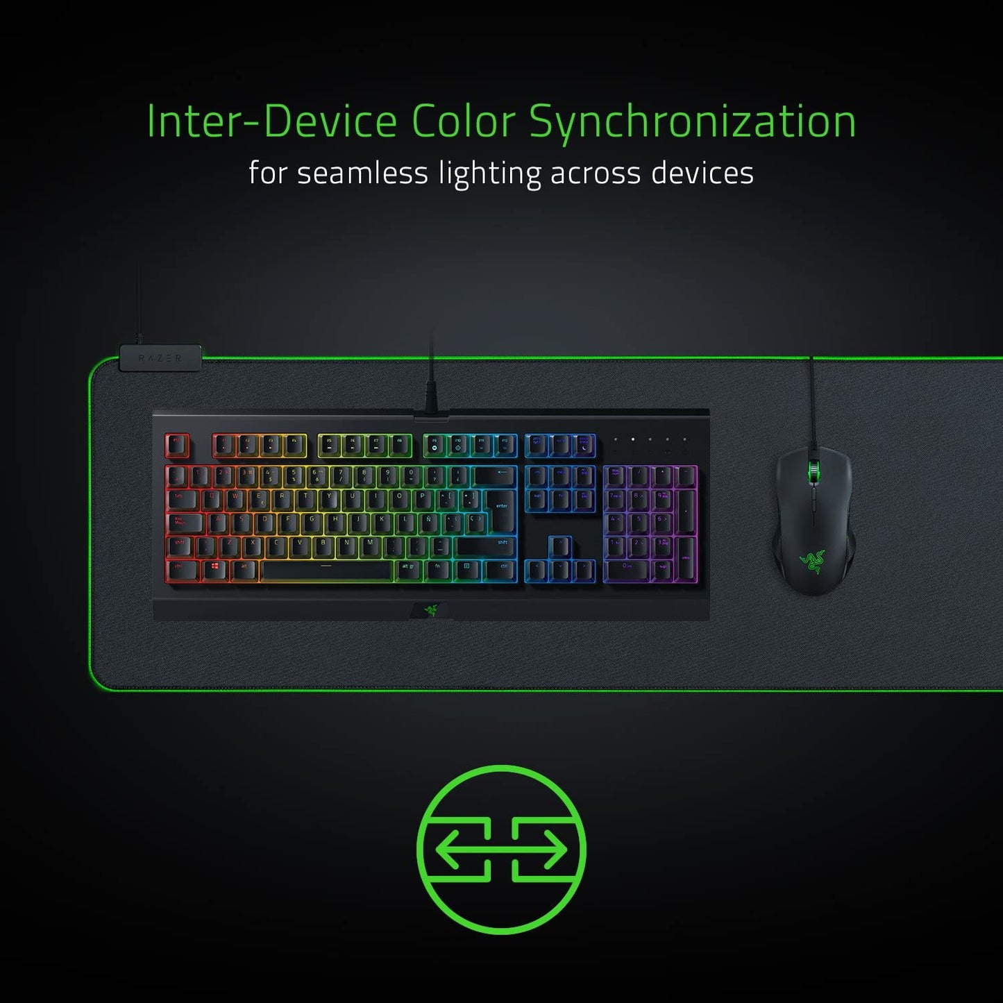 Wide Classic Black Gaming Mousepad: Extended Size with Customizable Chroma RGB Lighting - Soft Cloth Material for Balanced Control and Speed - Non-Slip Rubber Base