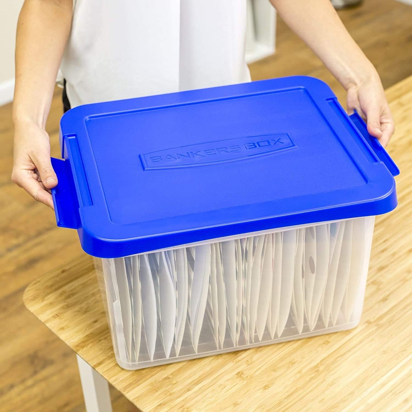 Heavy Duty Plastic File Storage Box with Hanging Rails Letter/Legal Size, Qty 1