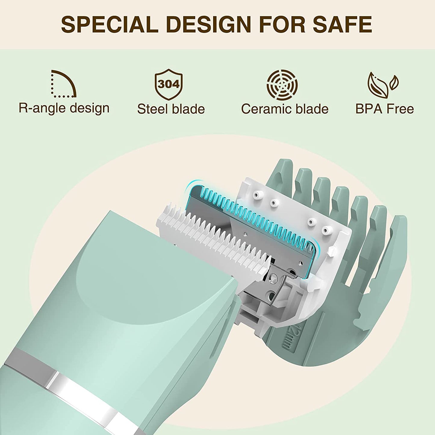 Rechargeable Electric Shaver for Women: Waterproof Bikini Trimmer with Ceramic Blades for Hair Removal on Bikini, Legs, and Pubic Area - IP7X Washable Head, Wet and Dry Use - Green