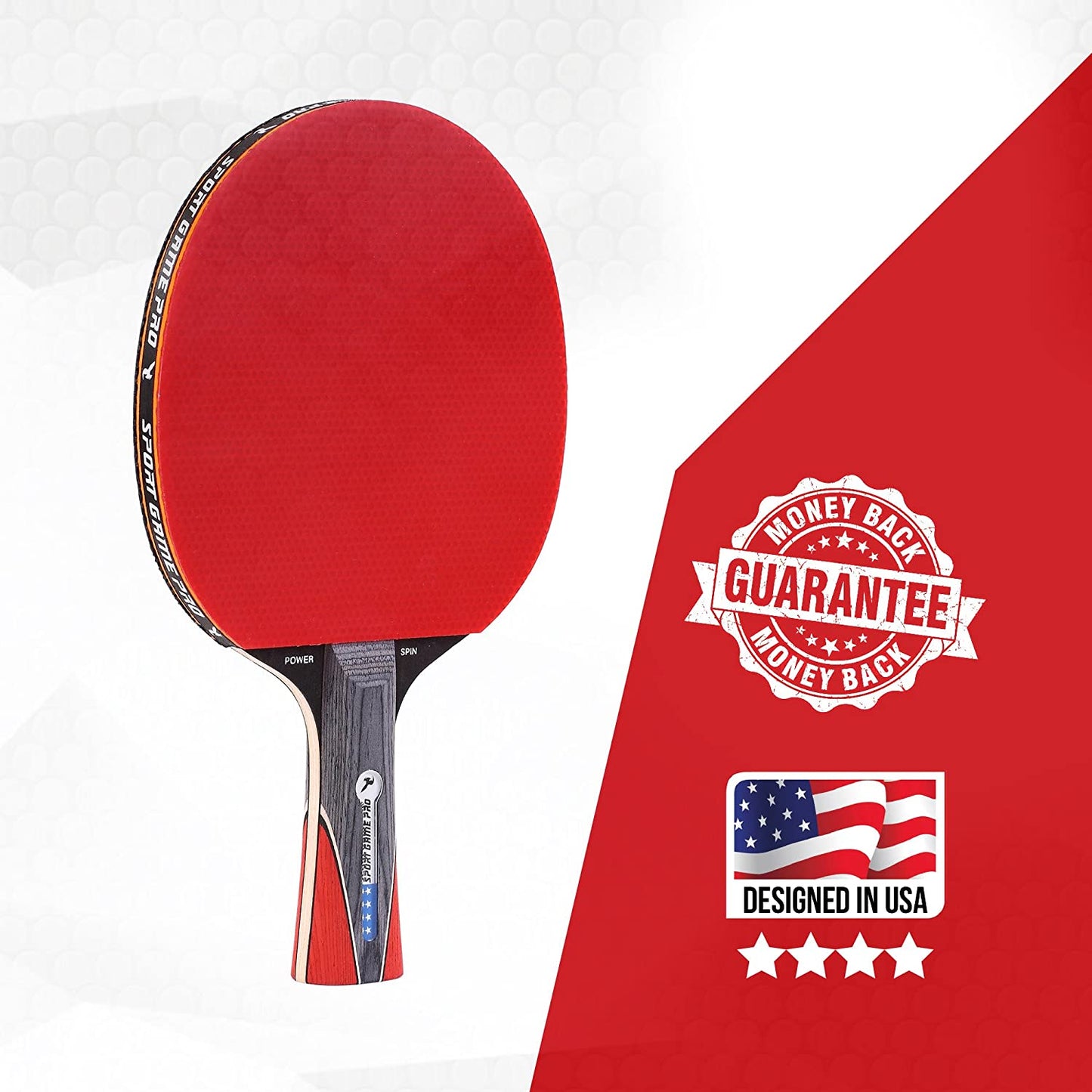 Ping Pong Paddle with Enhanced Spin and Complimentary Case