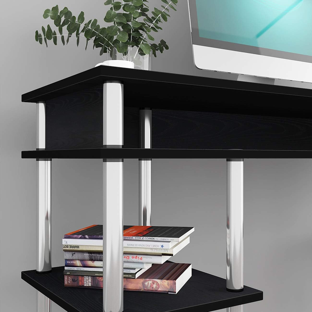 Large Home Office Desk with Storage Shelves and Multi-Functionality, 47.2"×15.7" Writing Table, Slim TV Console Table Side Table