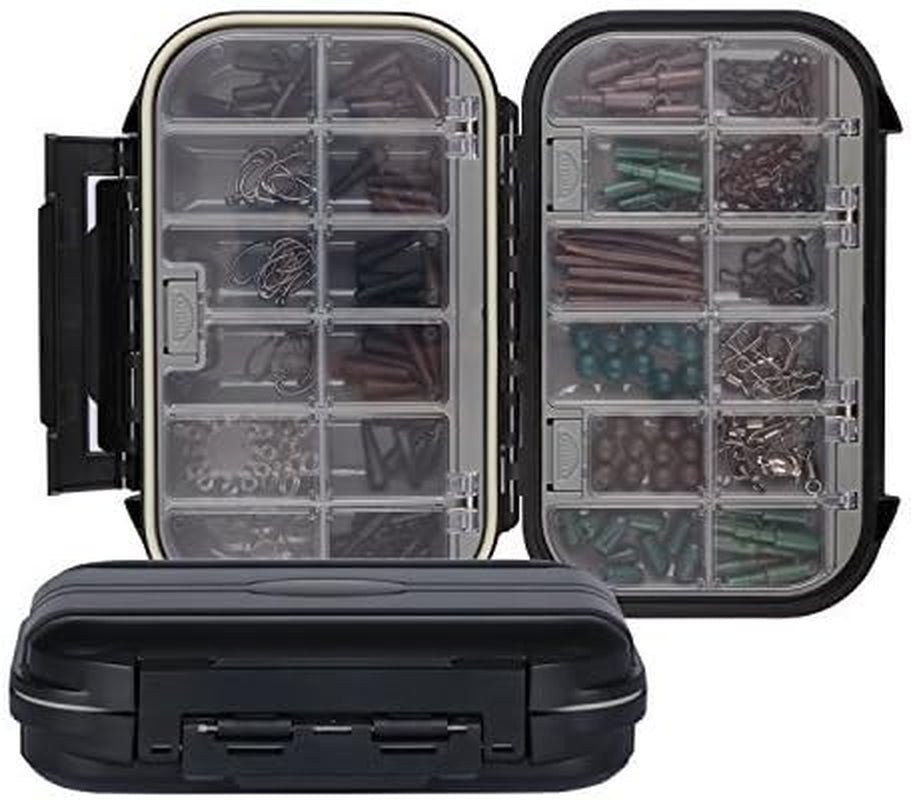 Waterproof Fishing Tackle Storage Organizer Box, Plastic Lure Box with Small Tool Tackle Trays - Black (6.69'' X 4.33'' X 1.81'')