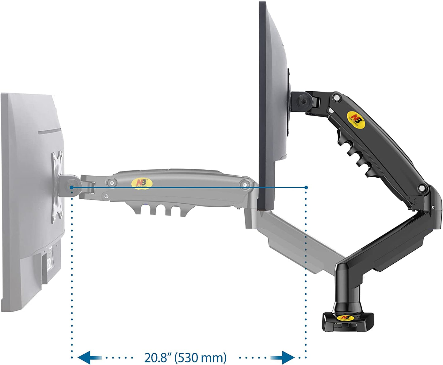 Full Motion Swivel Monitor Arm with Gas Spring for 17-30'' Monitors (4.4lbs to 19.8lbs), Computer Monitor Stand