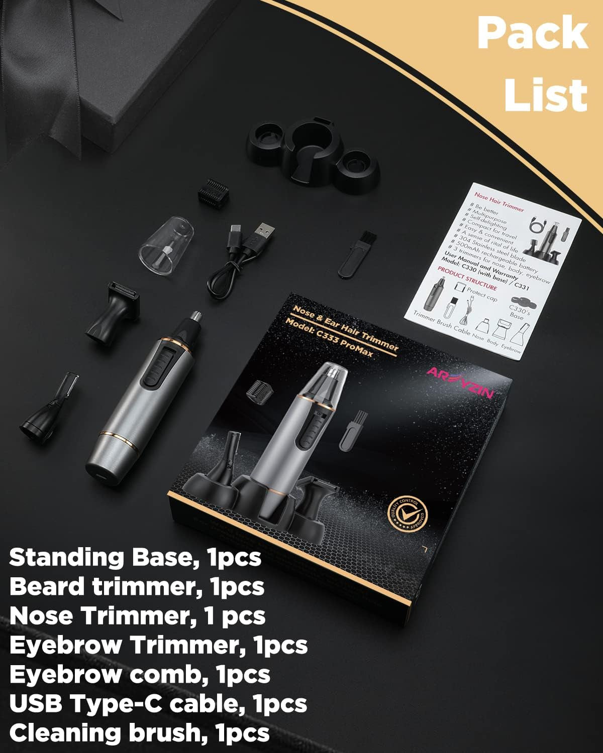 Professional Nose Hair Trimmer for Men and Women - Painless Rechargeable Design - Suitable for Eyebrow and Facial Hair Trimming - Equipped with a Powerful Motor - IPX7 Waterproof Rating