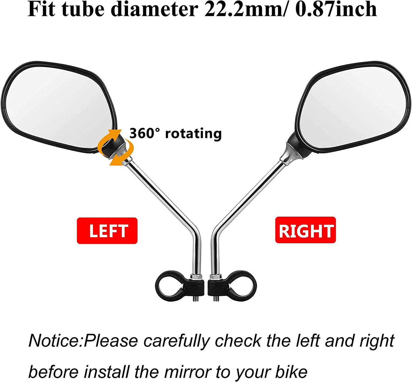 Mountain Bike Handlebar Mirrors: 1 Pair of HD Blast-Resistant, Adjustable Rotatable Glass Mirrors for Safe Rearview on Mountain Bikes and Motorcycles.