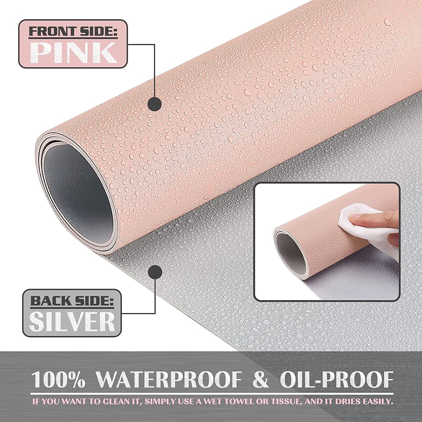 Pink Desk Pad/Office Desk Mat, 31.5" x 15.7" PU Leather Desk Blotter, Laptop Desk Mat, Waterproof Desk Writing Pad for Office and Home, Dual-Sided