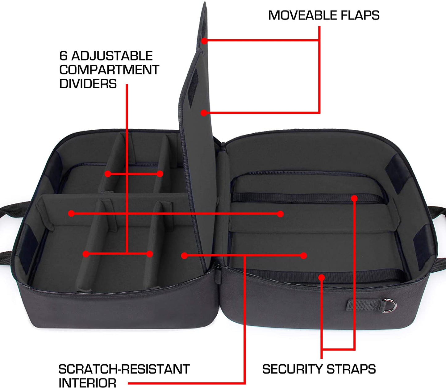 Black PS5 Case Console Case compatible with Playstation 5 and PS5 Digital Edition. Features a Customizable Interior for Playstation Controller, PS5 Games, Gaming Headset, and Gaming Accessories.