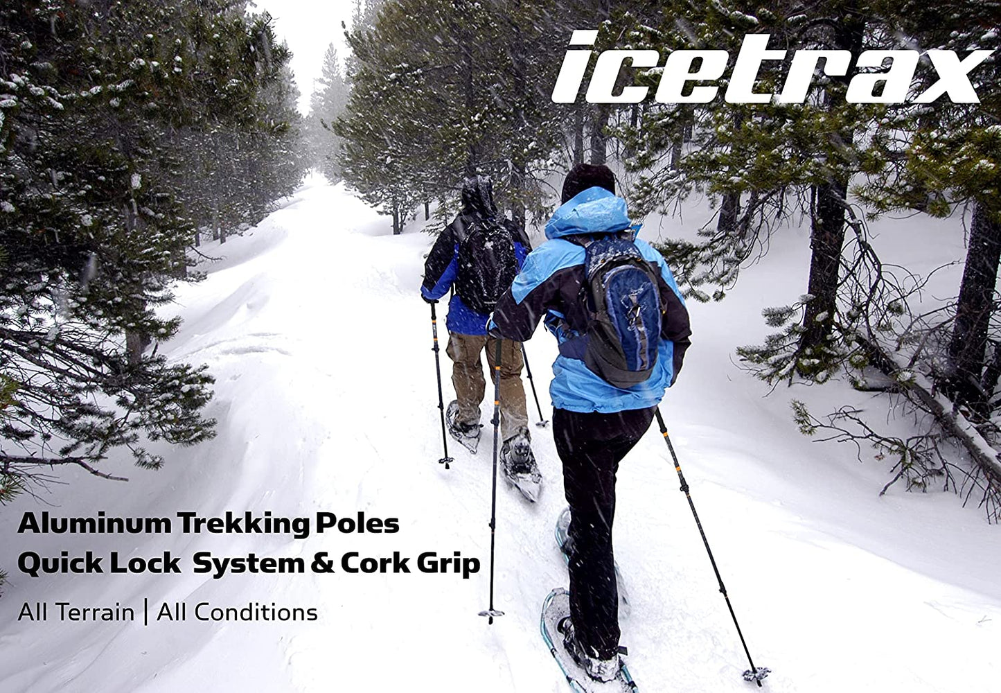 Durable Aluminum Trekking Poles with Quick Lock System, Cork Grip, and Adjustable Height - Complete Hiking Poles Set