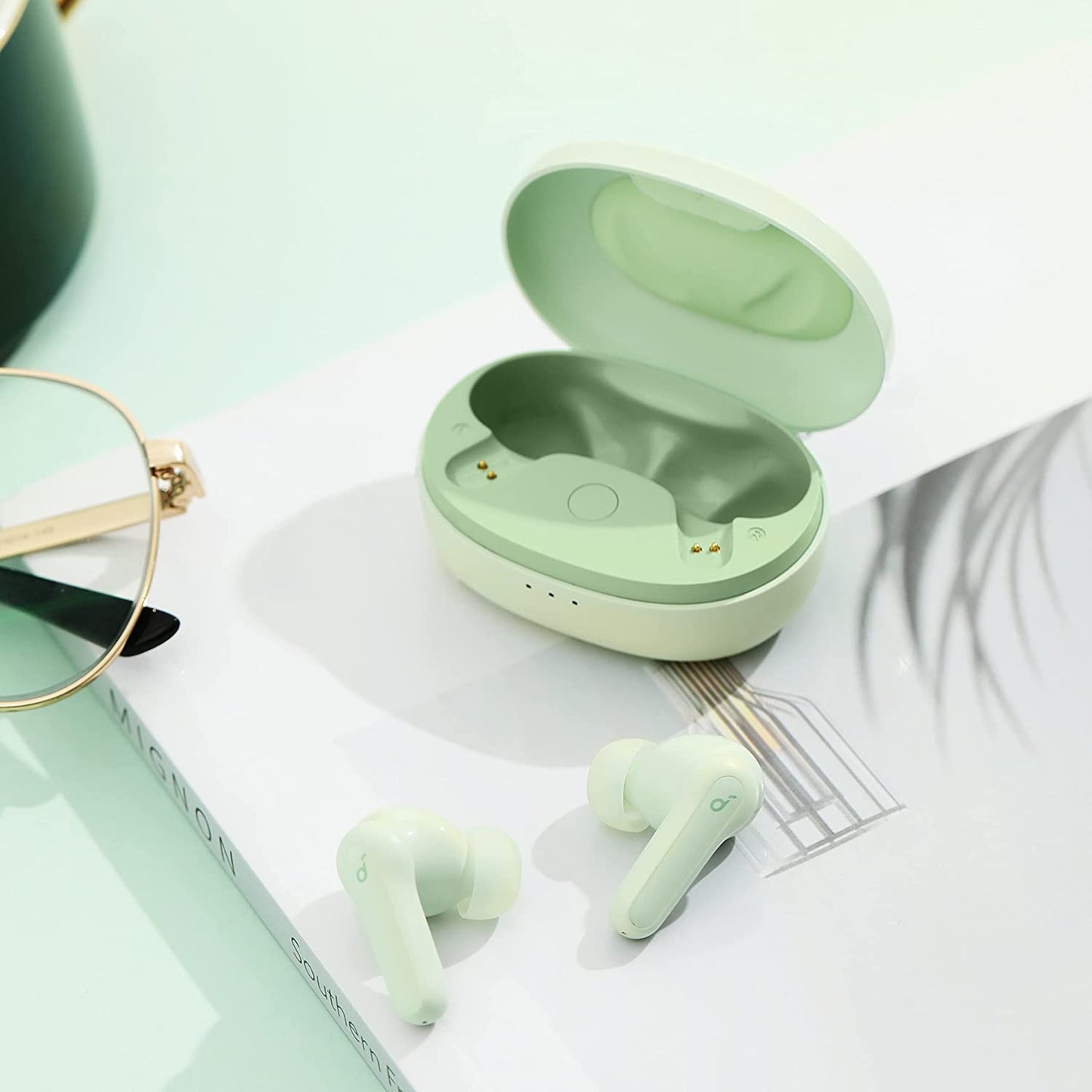 P2 Mini True Wireless Earbuds - 10mm Drivers for Big Bass, Custom EQ, Bluetooth 5.2, 32 Hours of Playtime, Fast USB-C Charging, Compact Size for Commute and Work Mint Green