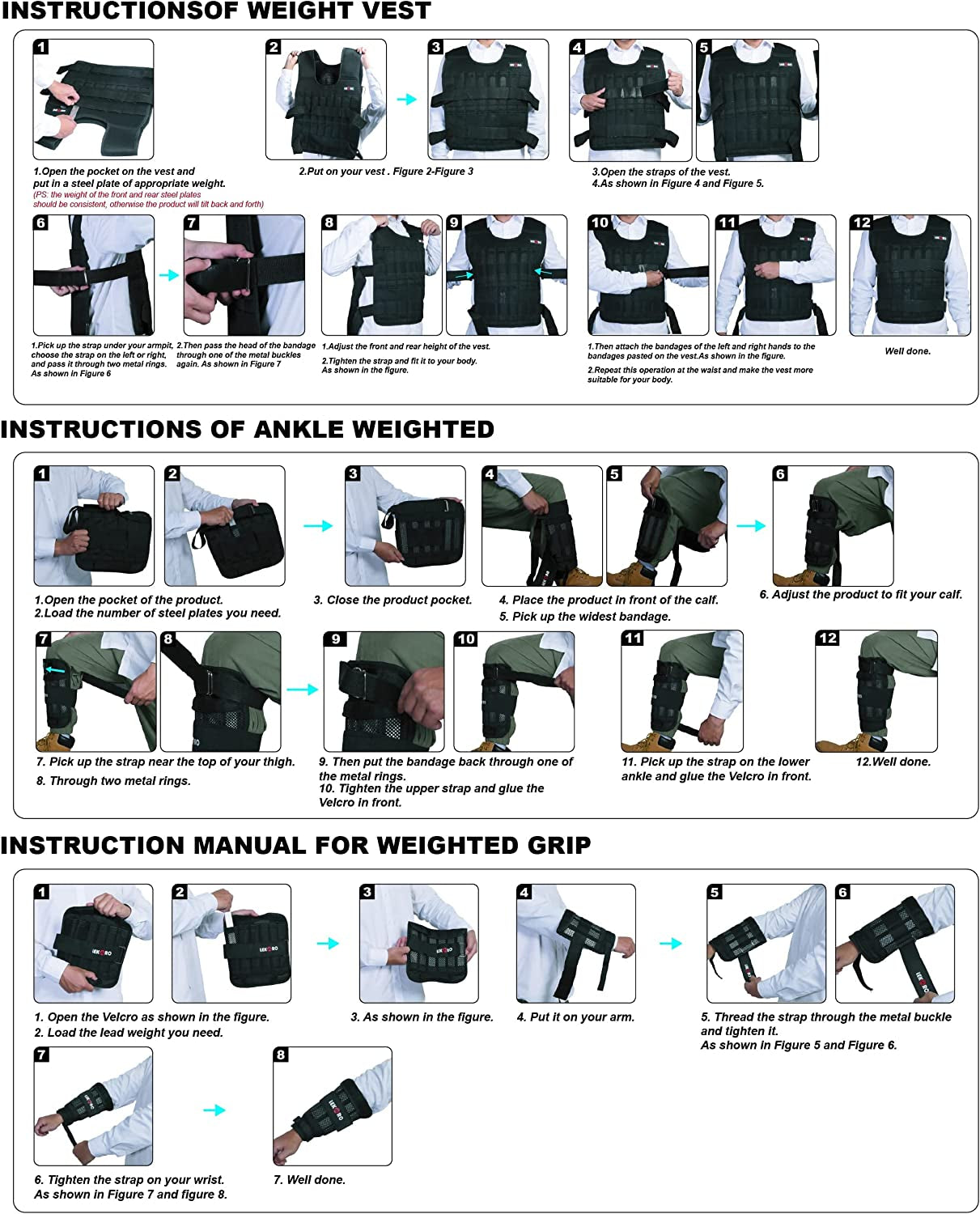 Complete Adjustable Weighted Vest Set with Arm and Leg Weights for Weight Training Workouts - Includes Jacket, Wrist Weights, Ankle Weights, and 96-100 Steel Plates