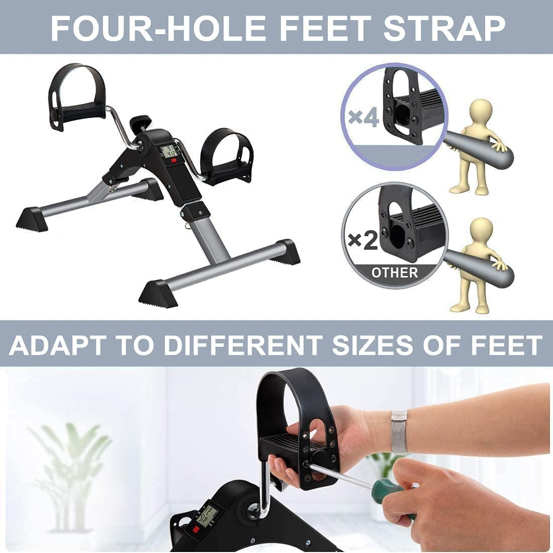 Foldable Desk Bike Pedal Exerciser: Ideal for Leg and Arm Physical Therapy Cycling Exercise. Equipped with Electronic LCD Display for Monitoring Progress.