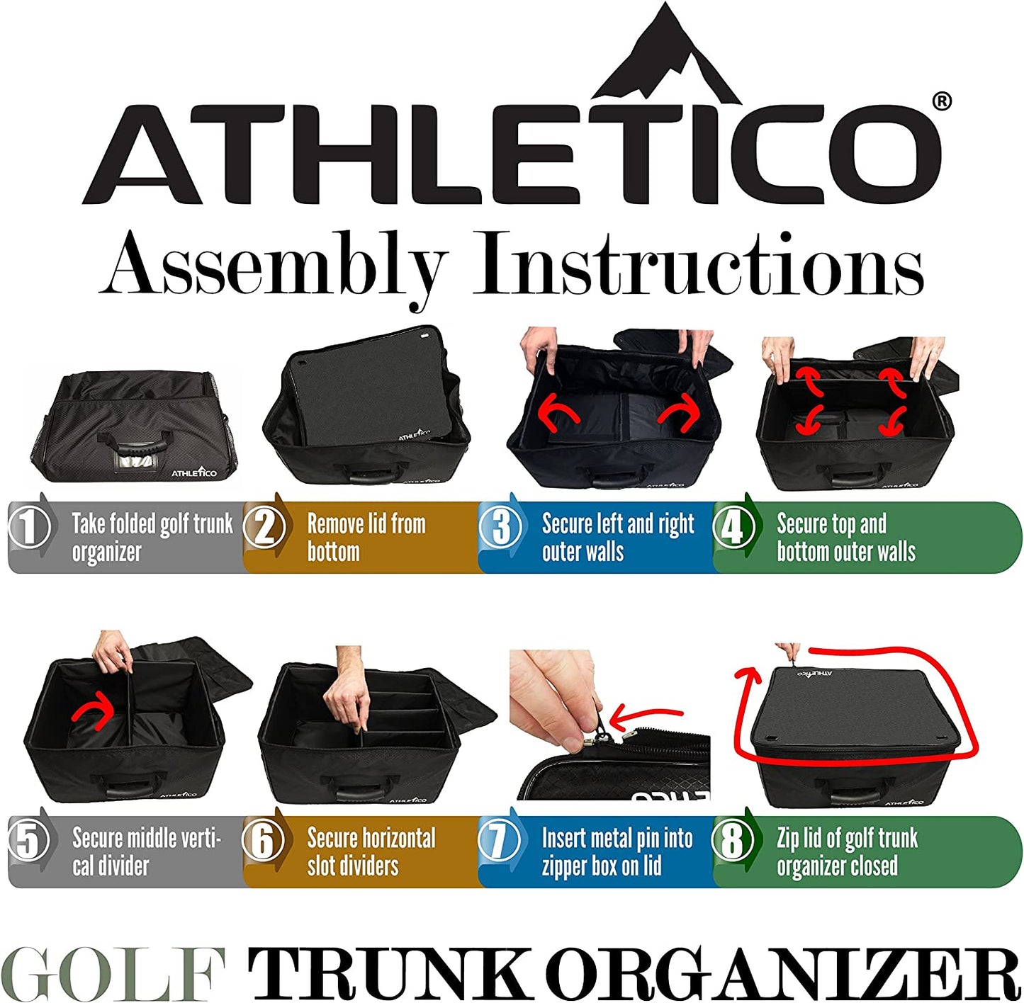 Golf Trunk Organizer - Premium Car Storage Solution for Golf Accessories - Conveniently Collapsible