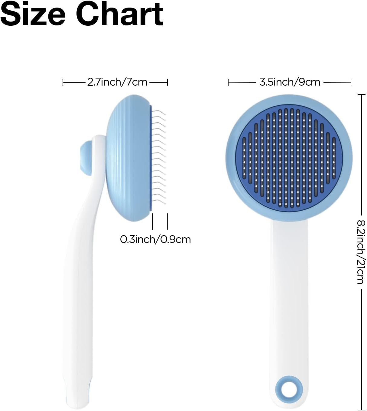 Self Cleaning Slicker Brush for Cats and Dogs - Effective Pet Grooming Tool to Remove Tangles, Shedding Hair, and Loose Undercoat - Blue