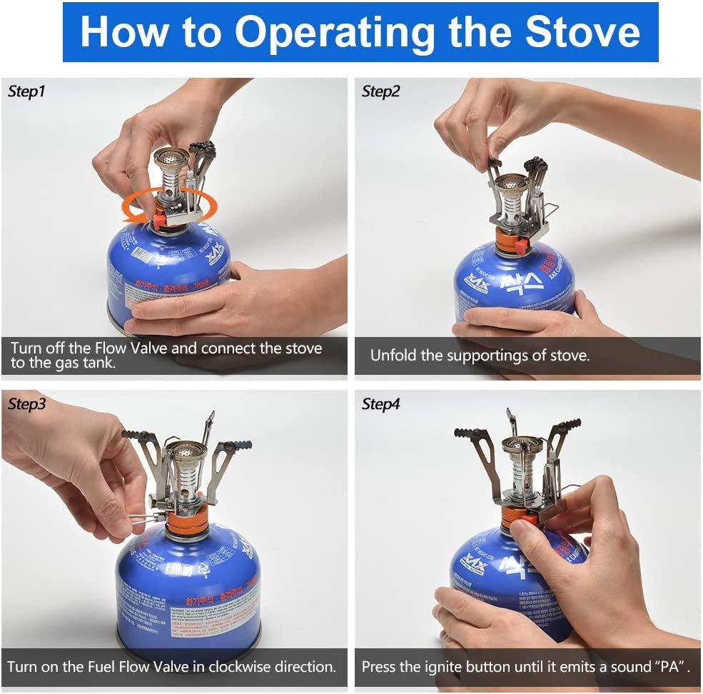 Camping Cookware Mess Kit with Mini Stove and Lightweight Utensils - Pot, Pan, Kettle, Cups, and Cutlery Set for Backpacking, Outdoor Camping, Hiking, and Picnics