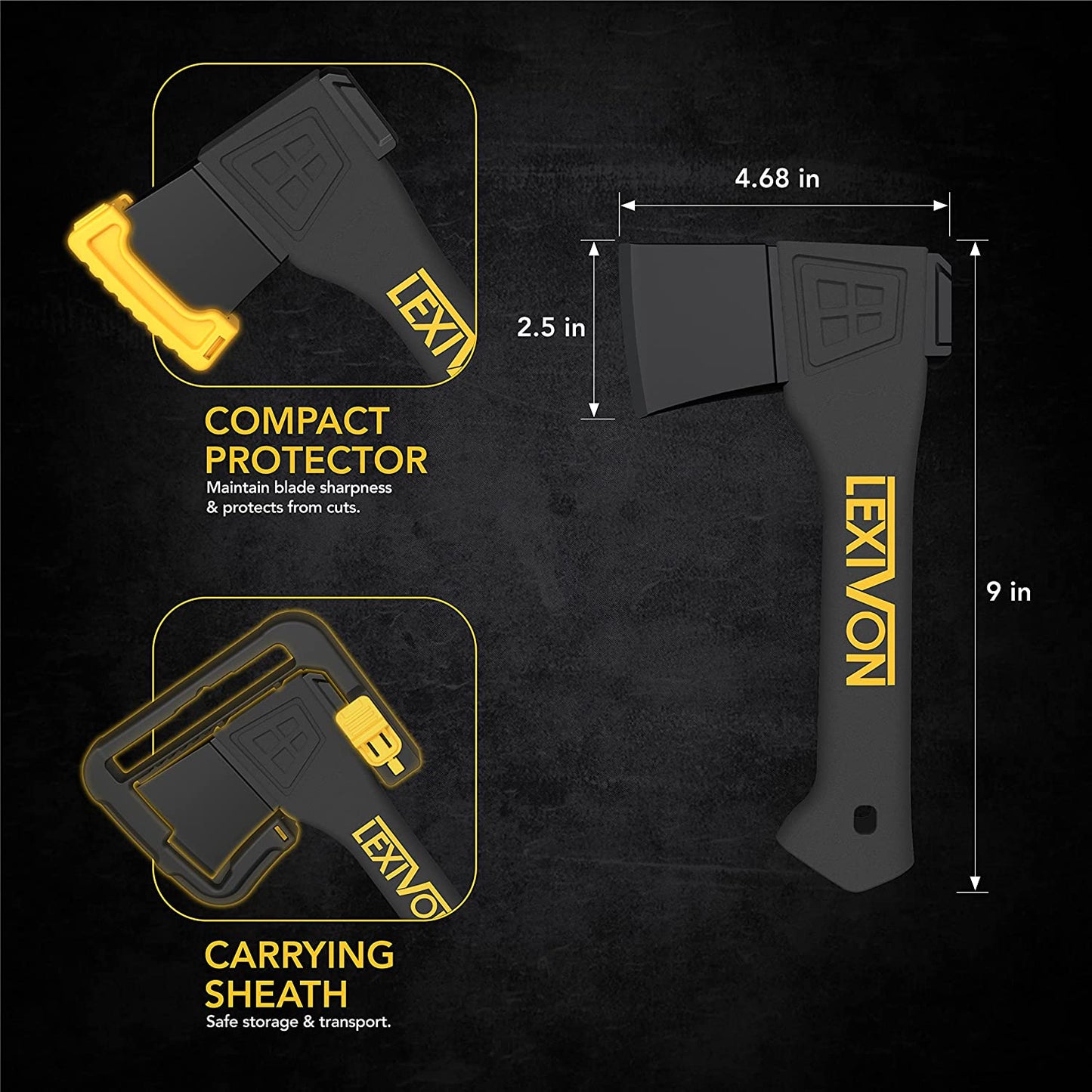 Camping Hatchet with Ergonomic Grip and Lightweight Fiber-Glass Composite Handle - Includes Protective Carrying Sheath