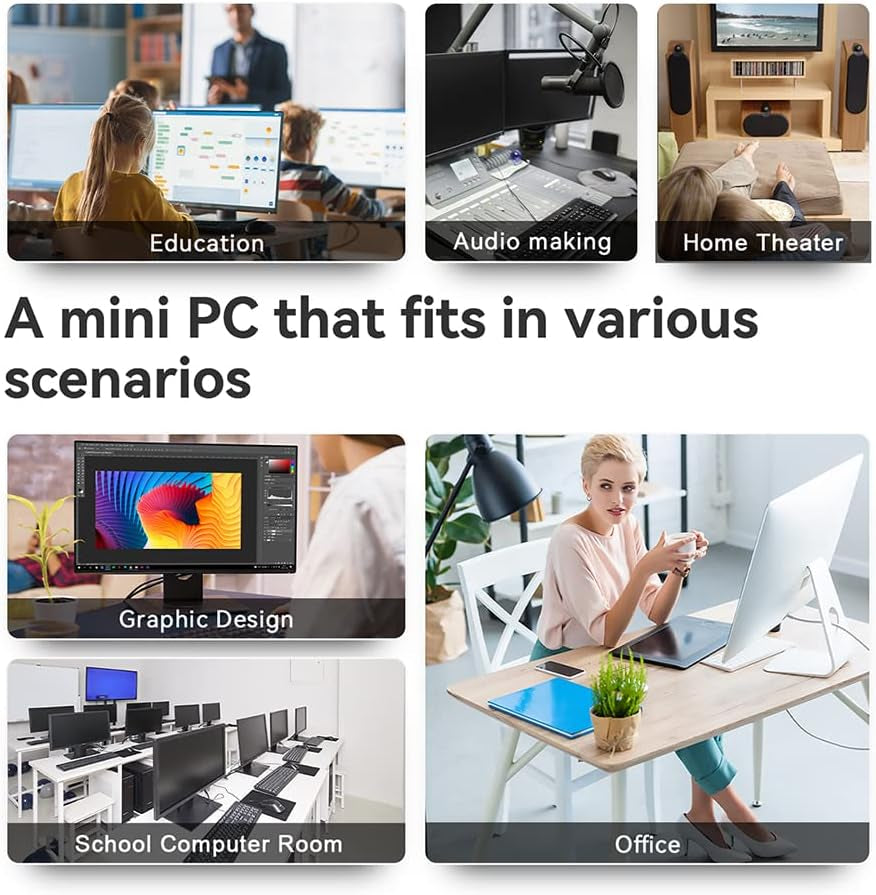 EQ12 Mini PC with N100 Processor (4C/4T), 16GB DDR5, 500GB SSD, WiFi6 Support, BT5.2, Dual NIC LAN, Triple Display, Ideal for Business Use