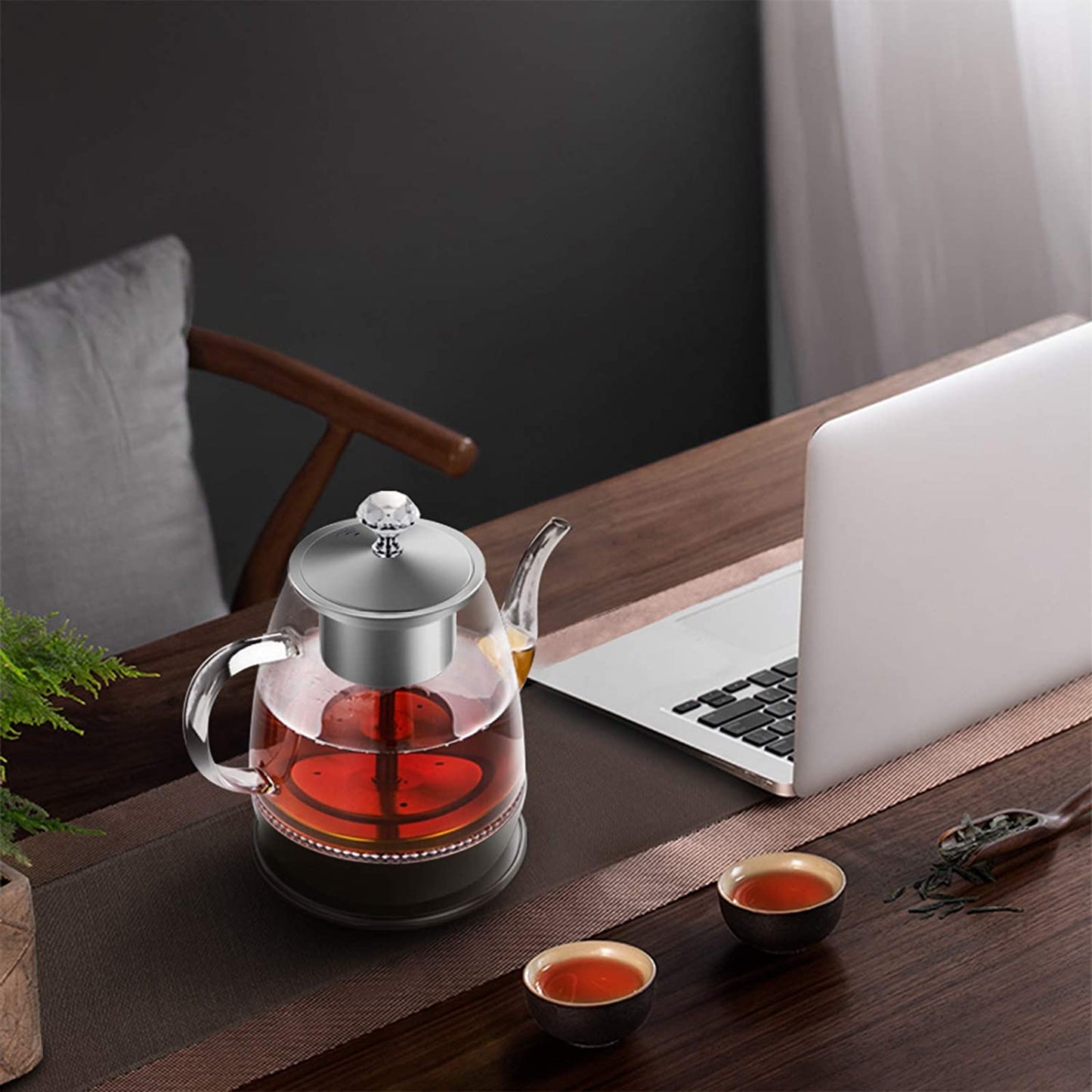 Electric Kettle with Automatic Tea-brewing and Keep Warm Functions - Features Dual Modes for Tea and Hot Water - 1L Capacity - Includes Stainless Steel Infuser - Suitable for Pour Over Tea and Hot Water - Convenient Electric Tea Maker.