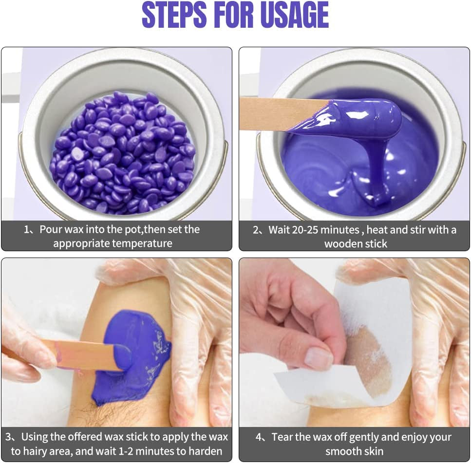 Professional Wax Warmer Kit with 300g Wax Beans, Wax Melting Heater Home Hair Removal Wax Pot