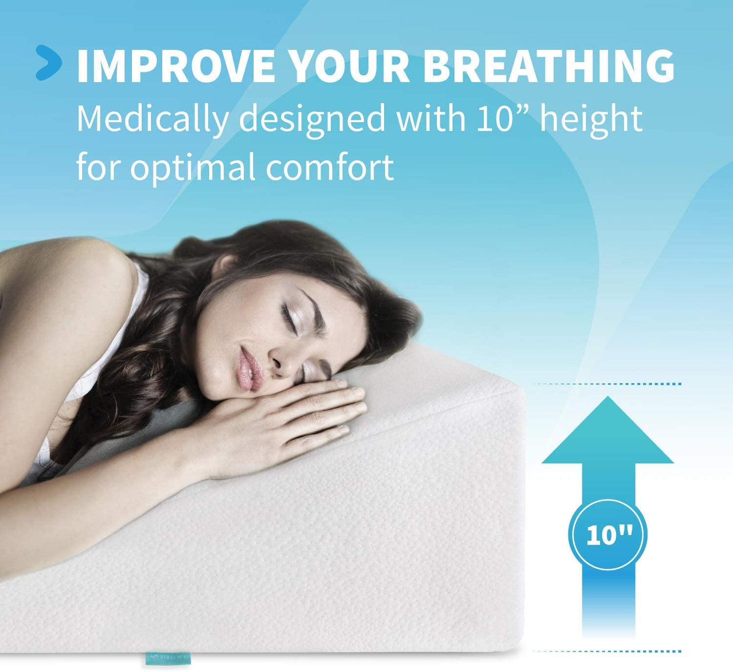 Cooling Bed Wedge Pillow with Gel Memory Foam Top - 10 Inch Wedge - Provides Elevated Support for Lower Back Pain, Acid Reflux, Heartburn, Allergies, and Snoring - Comes with an Ultra Soft Breathable Cover