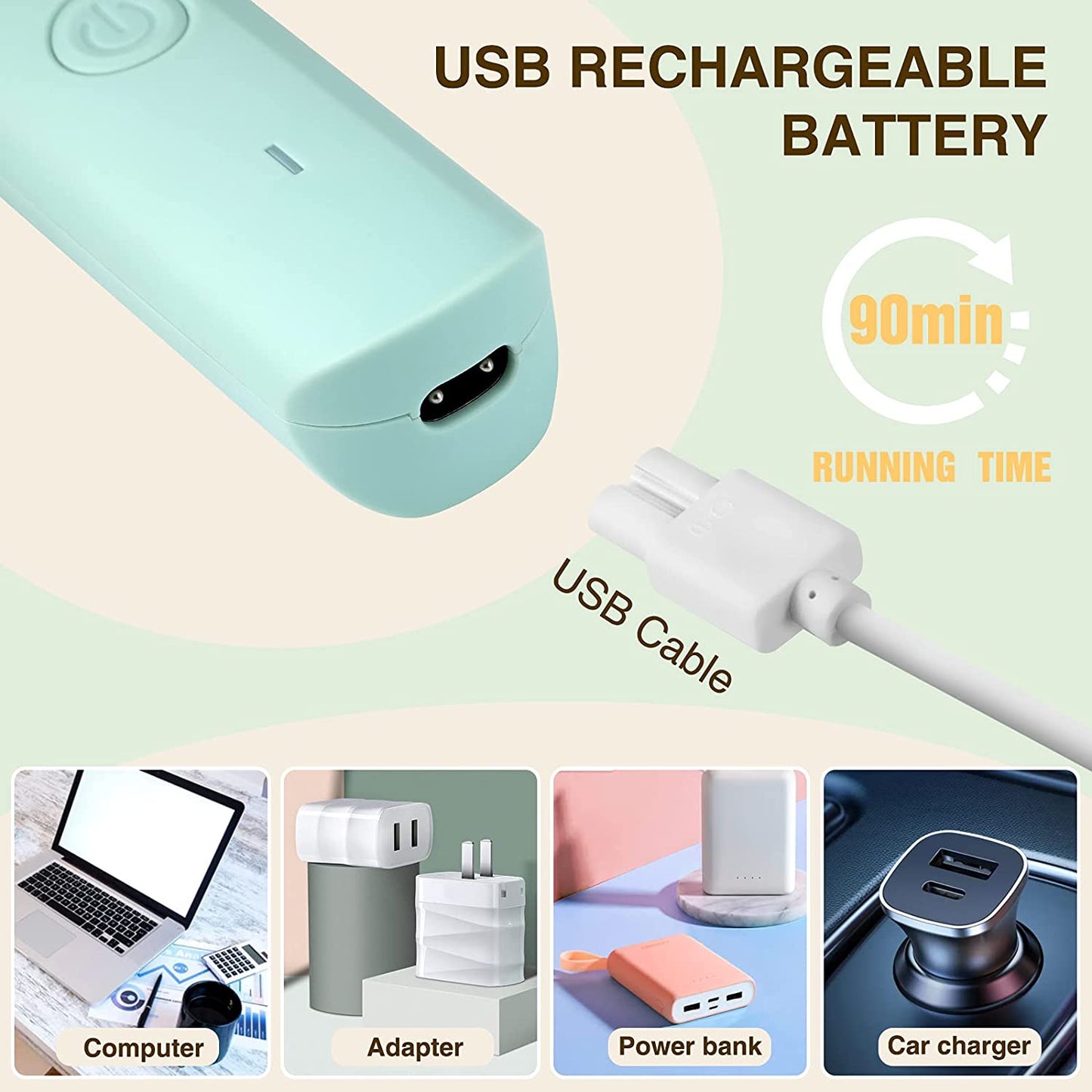 Rechargeable Electric Shaver for Women: Waterproof Bikini Trimmer with Ceramic Blades for Hair Removal on Bikini, Legs, and Pubic Area - IP7X Washable Head, Wet and Dry Use - Green