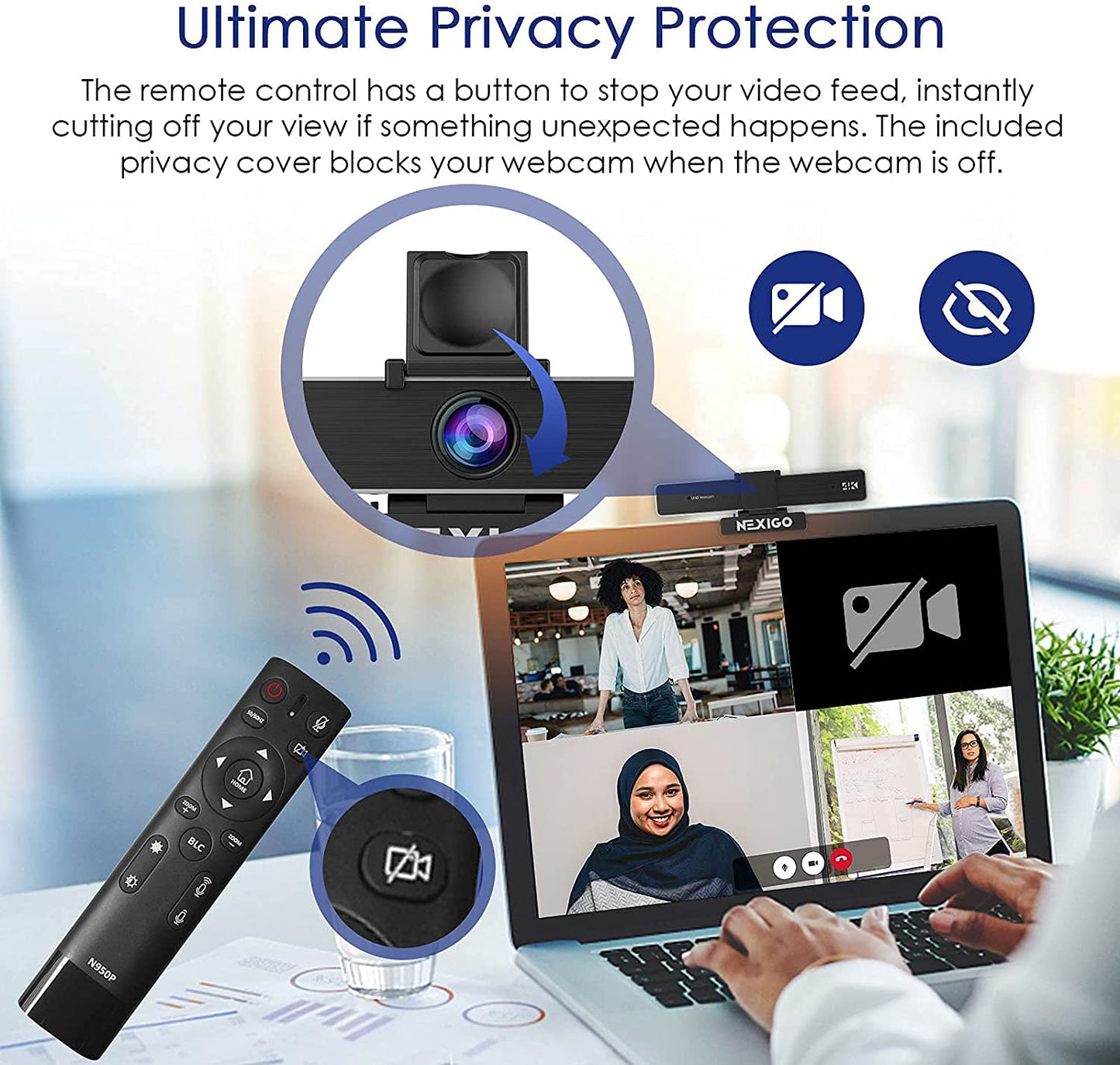 Zoom-Certified 4K Webcam with Remote Control and Sony Starvis Sensor - 5X Digital Zoom, Dual Stereo Mics - Perfect for Zoom, Skype, Teams, Twitch
