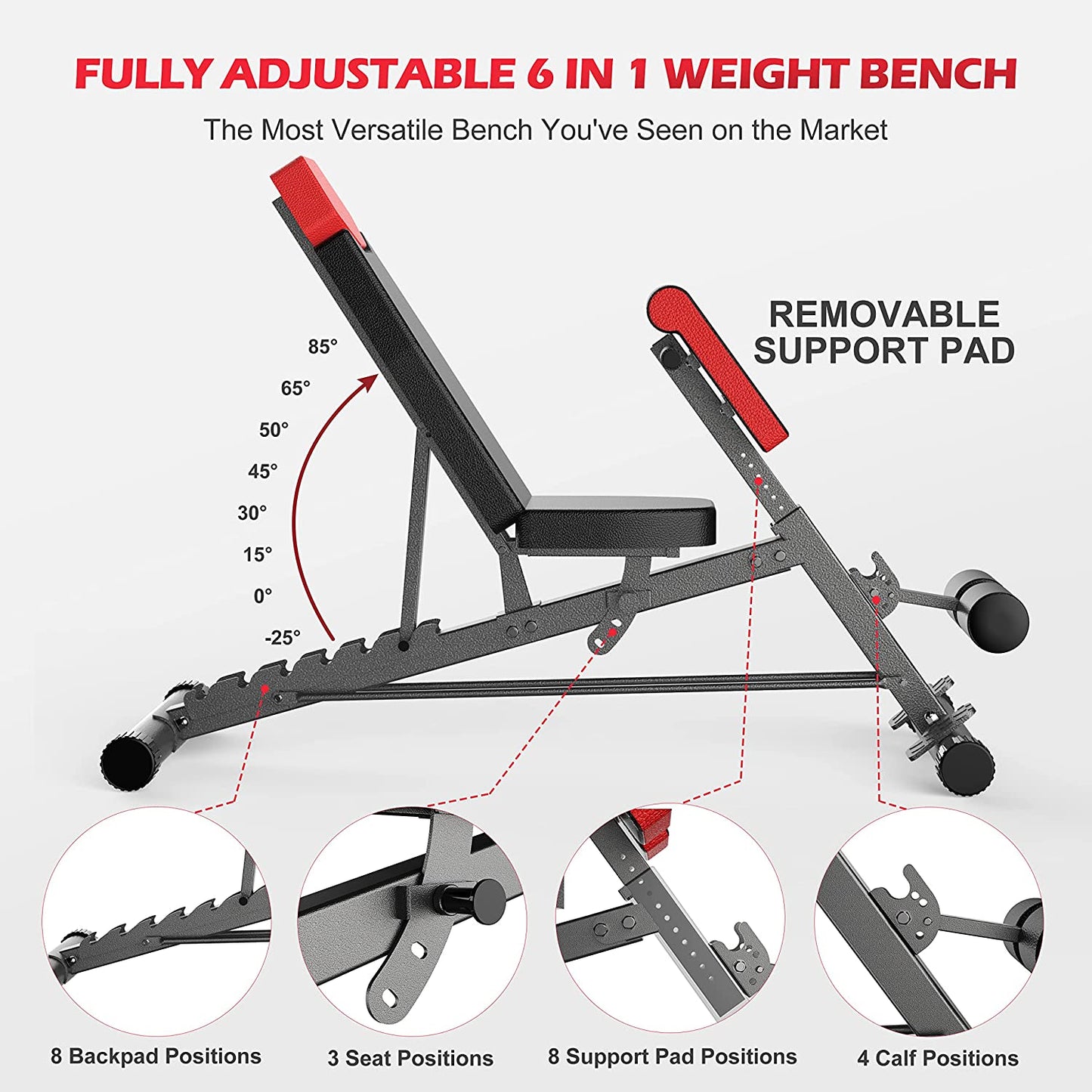 Weight Bench for Comprehensive Full-Body Workout - Hyper Back Extension, Roman Chair, Adjustable Ab Sit-Up Bench, Incline Decline Bench, and Flat Bench