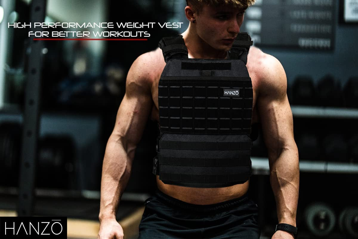 Premium Weighted Vest, Workout Weight Vest with Weights Included. Weight Vest for Men 14lb/20lbs, Workout Plate Vest, Crossfit, Gym, Running