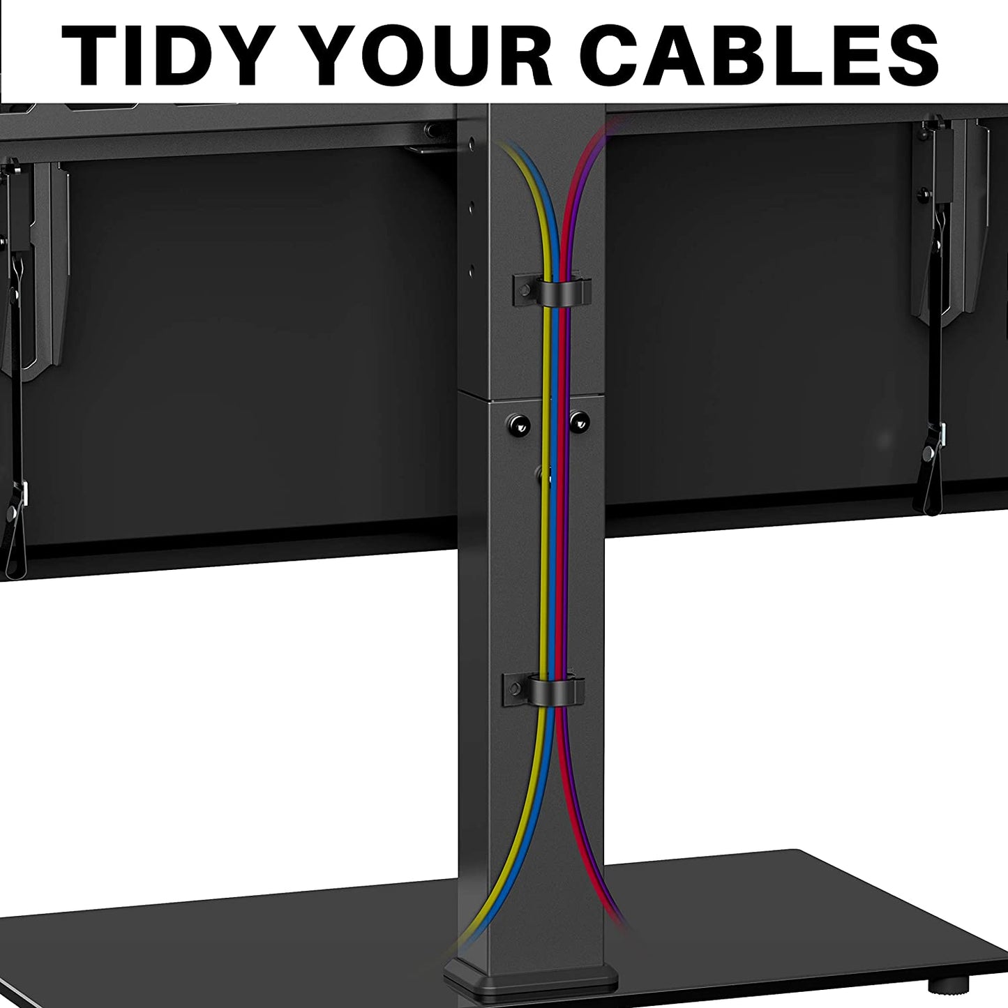 Universal TV Stand/Base Table Top TV Stand - Compatible with Most 37-70 inch LCD LED TVs - Height Adjustable Stand with Tempered Glass Base and Cable Management - Supports Screens up to 99lbs, VESA up to 600X400mm