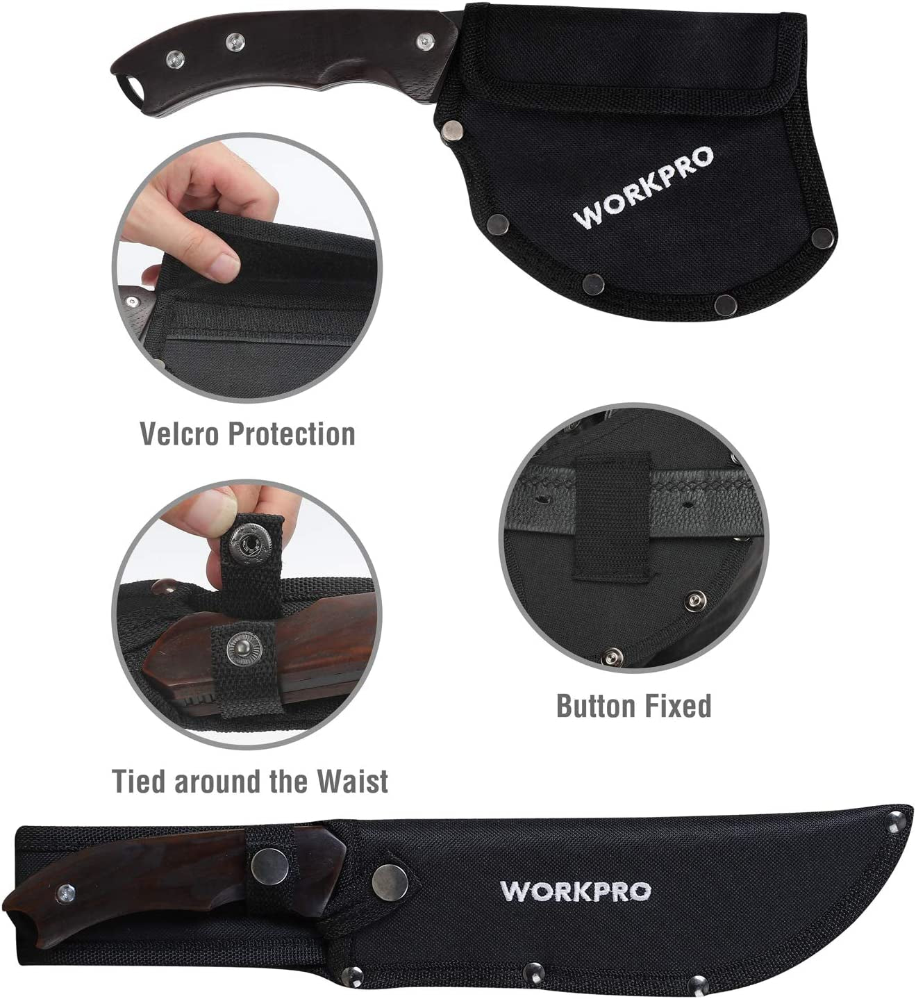 Outdoor Combo Set: Axe and Fixed Blade Knife - Full Tang Design with Wood Handles, Ideal for Camping, Survival, Hunting, and Hiking; Includes Nylon Sheath for Protection.