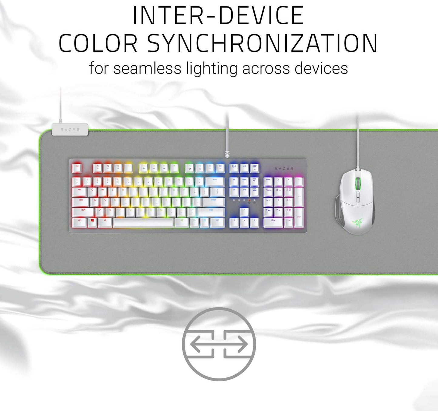 Mercury White Extended Chroma Gaming Mousepad: Customizable Chroma RGB Lighting - Soft Cloth Material - Enhanced Control and Speed - Non-Slip Rubber Base