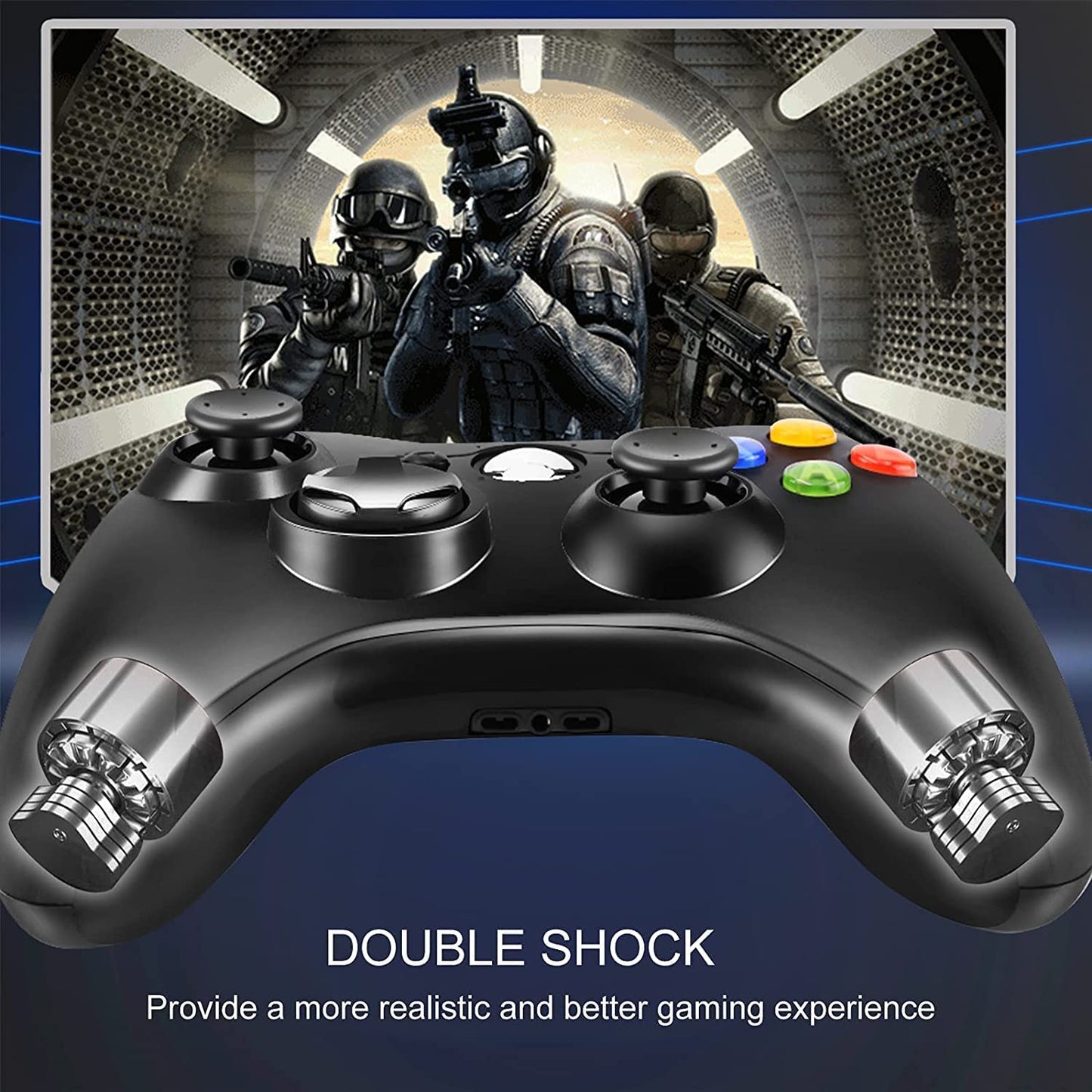 Xbox 360 Controller - USB Wired Gamepad Joystick with Enhanced Dual Vibration and Ergonomic Design for Microsoft Xbox 360 & Slim, and PC Windows 7/8/10 (Black)