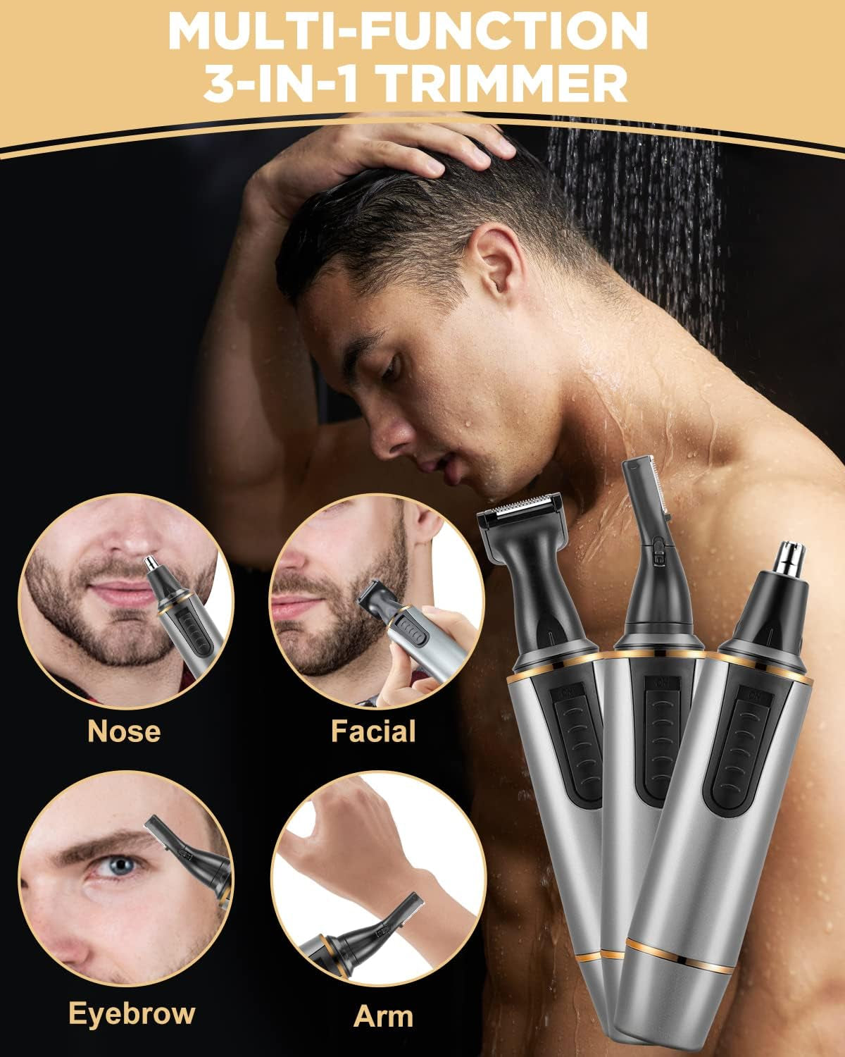 Professional Nose Hair Trimmer for Men and Women - Painless Rechargeable Design - Suitable for Eyebrow and Facial Hair Trimming - Equipped with a Powerful Motor - IPX7 Waterproof Rating