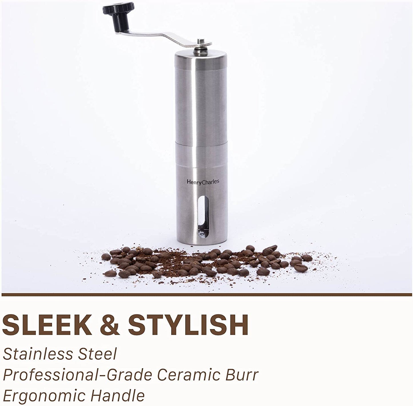 Adjustable Manual Coffee Grinder with Travel Bag - Hand Crank Mill for Fresh Espresso at Home, Office, or Travel
