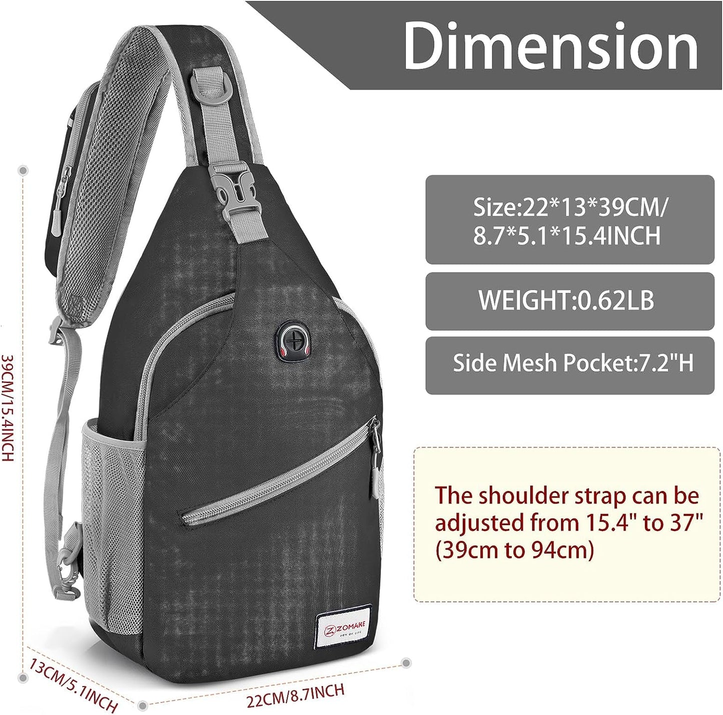 Crossbody Sling Backpack – A Versatile Shoulder Chest Bag for Both Women and Men. Ideal for Travel, Hiking, and Daypack Adventures