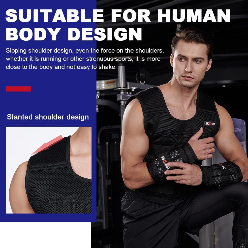 Complete Adjustable Weighted Vest Set with Arm and Leg Weights for Weight Training Workouts - Includes Jacket, Wrist Weights, Ankle Weights, and 96-100 Steel Plates