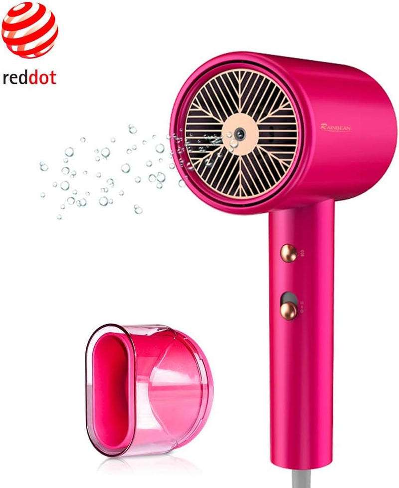 Patented 1800W Ionic Hair Dryer - Professional Blow Dryer with Negative Ion Technology, 3 Heat/2 Speed Settings, Cold Shot, 1 Nozzle; Ideal for Home, Salon, Travel, Safe for All Ages.