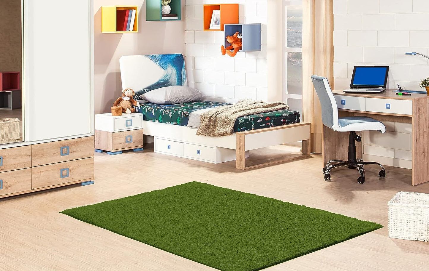 Indoor Outdoor Artificial Grass Turf with Rubber Backing - 2 x 6 - Green