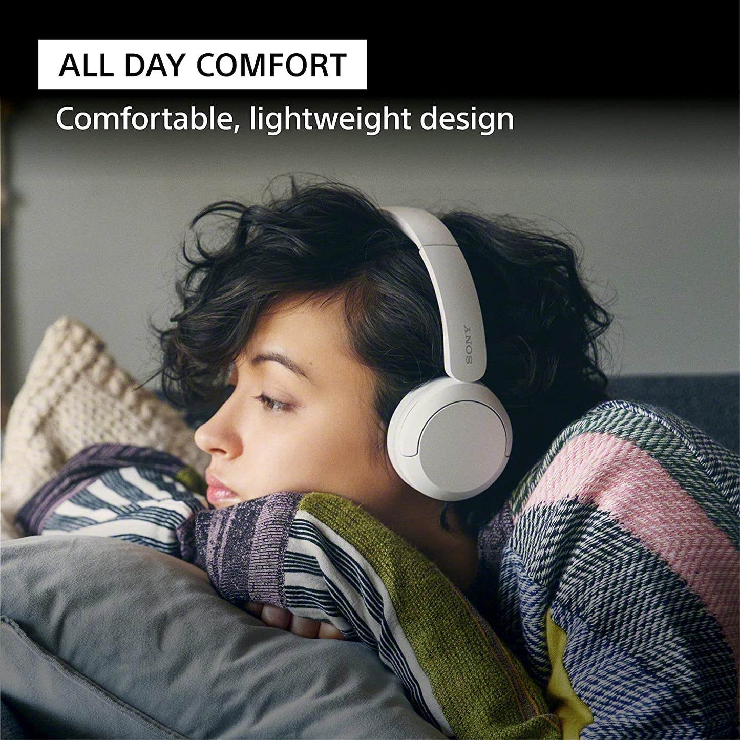 Blue WH-CH520 Wireless Bluetooth On-Ear Headphones with Microphones