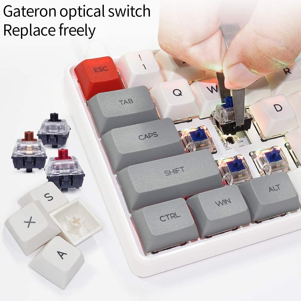 SK61 Hotswap Mechanical Gaming Keyboard - 61 Keys with Optical Switch, RGB Lighting, and Programmable Customization. Features Gateron Red Switches Grey